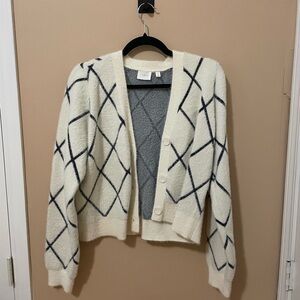 White and Blue Diamond Sweater